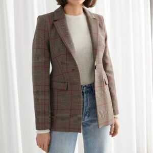 & Other Stories Hourglass Houndstooth Blazer